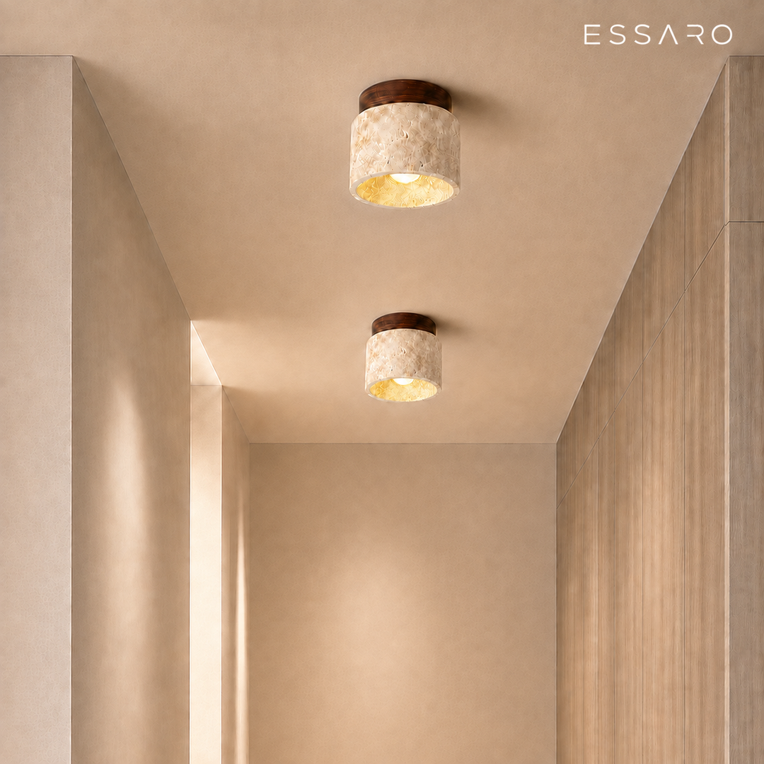 Senka | Travertine Ceiling Light