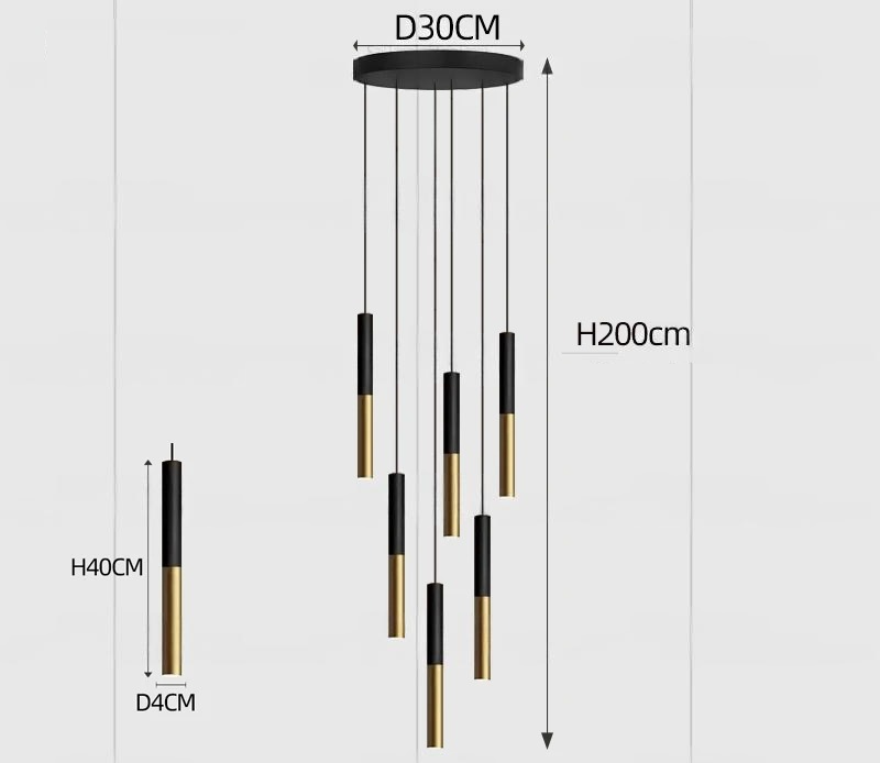 Yvida™ | Black Brass Tube Pendant Lamp