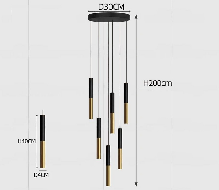 Yvida™ | Black Brass Tube Pendant Lamp