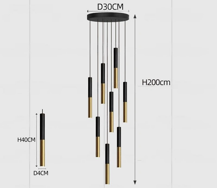 Yvida™ | Black Brass Tube Pendant Lamp