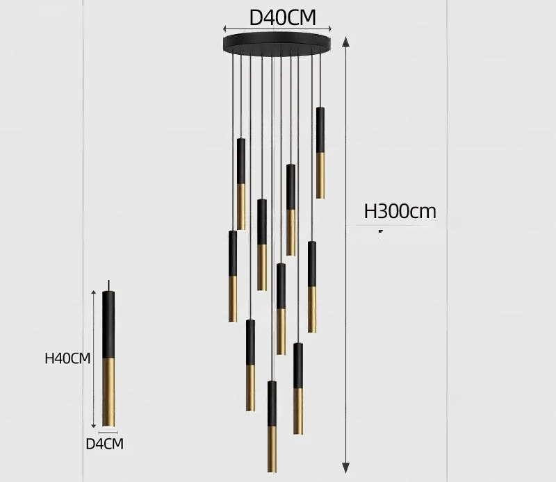 Yvida™ | Black Brass Tube Pendant Lamp