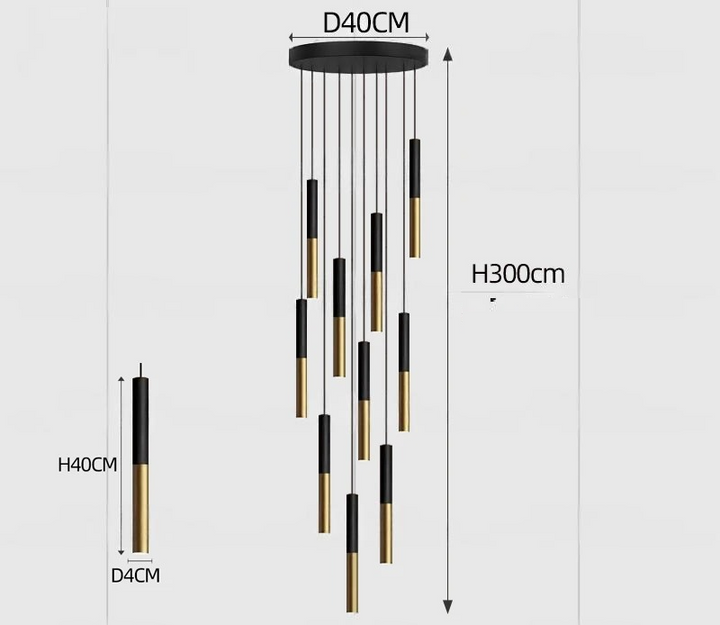 Yvida™ | Black Brass Tube Pendant Lamp