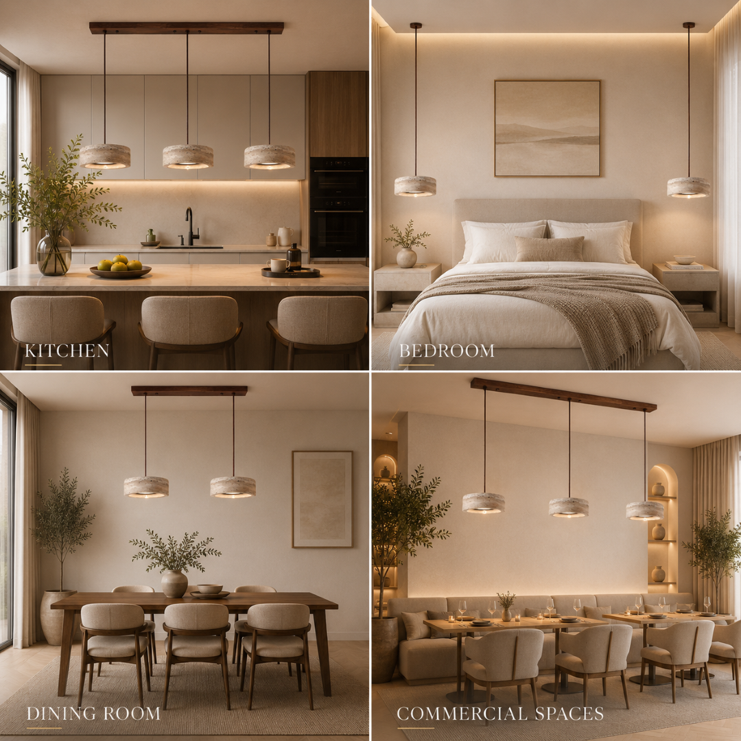 Feldor |  Travertine Pendant Light