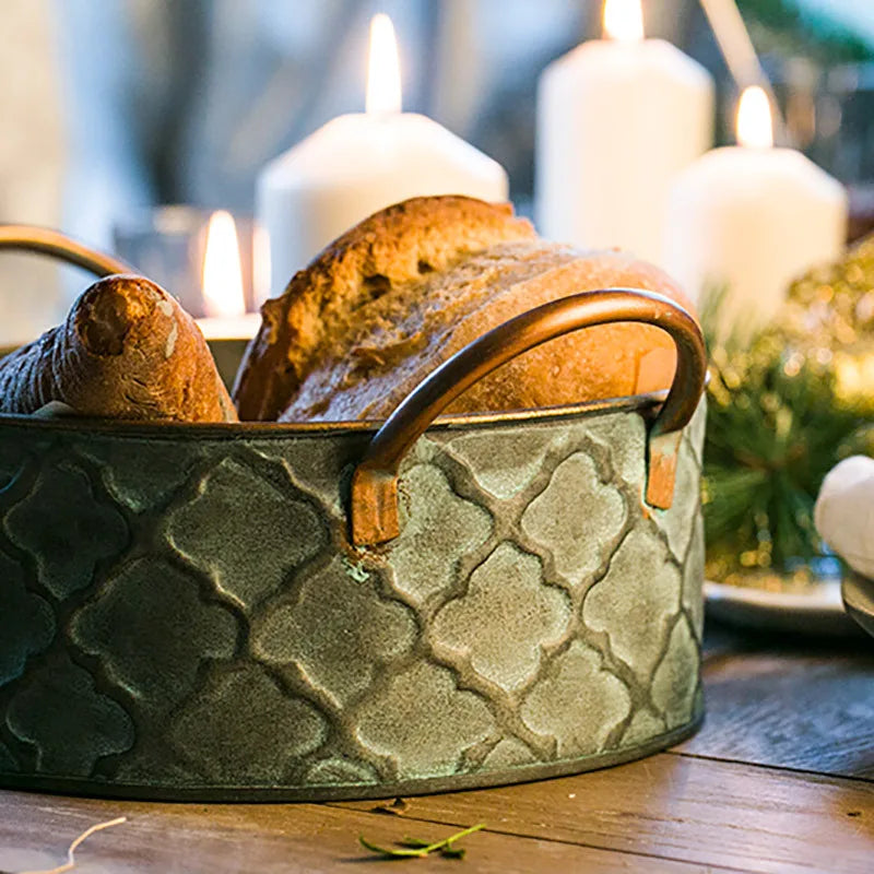 Greta™ | Vintage round iron basket