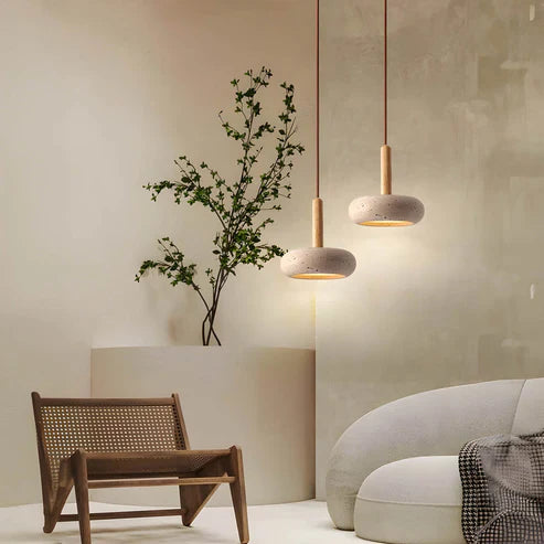 Wyla™ | LED pendant made of natural stone
