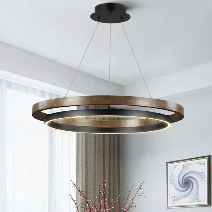 Morvelle™ | Modern chandelier with wood grain