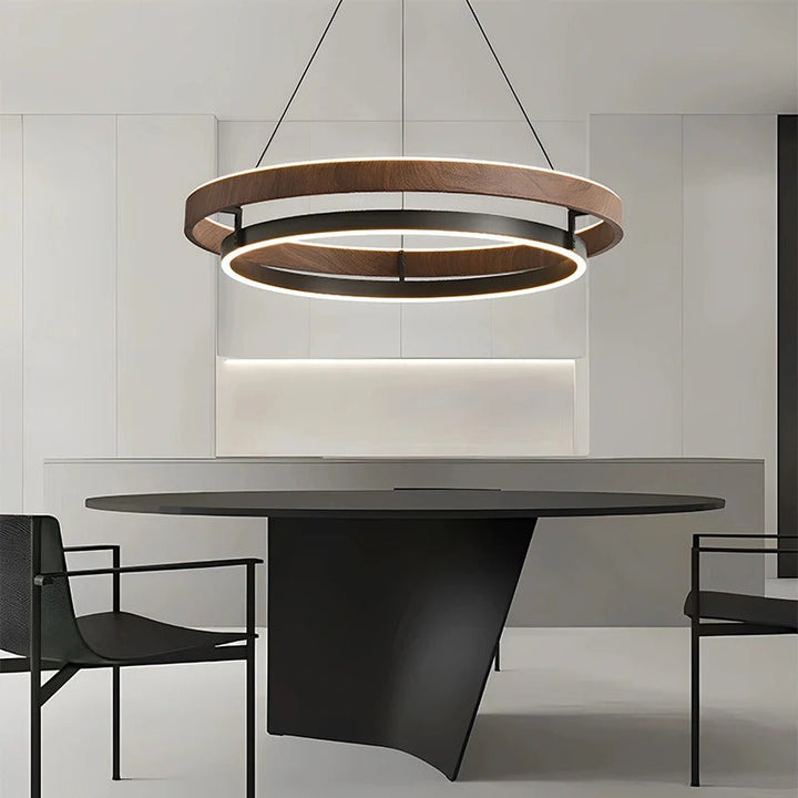 Morvelle™ | Modern chandelier with wood grain