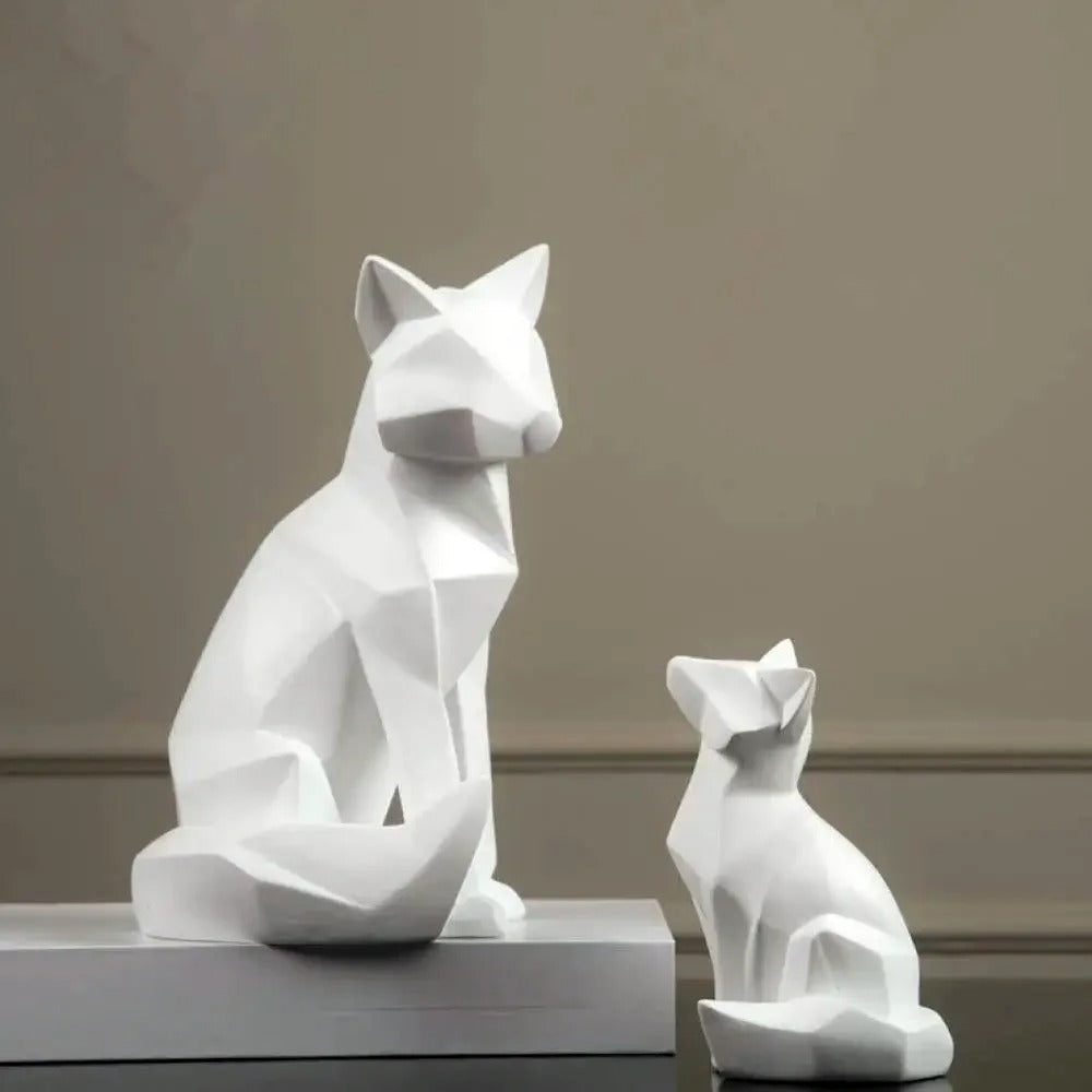 Amara™ | Geometric Fox Family Sculpture