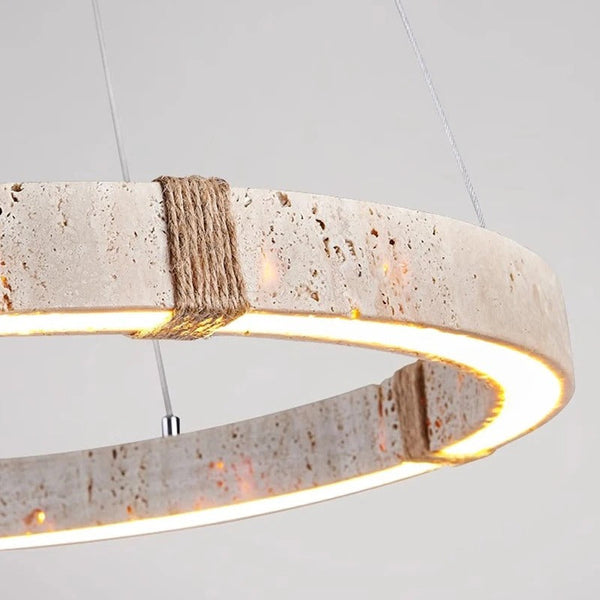 Close-up of the texture and form of an Essaro natural stone light