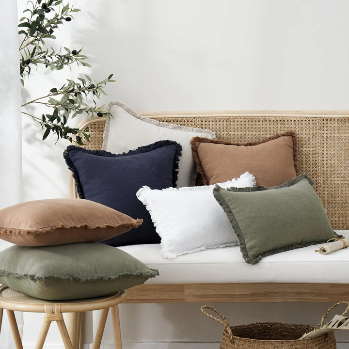 Rina™ | Linen pillowcases with fringes for lumbar support