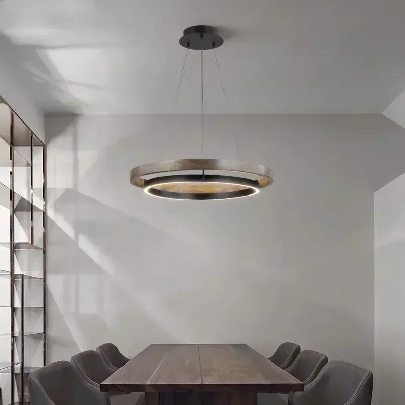 Morvelle™ | Modern chandelier with wood grain