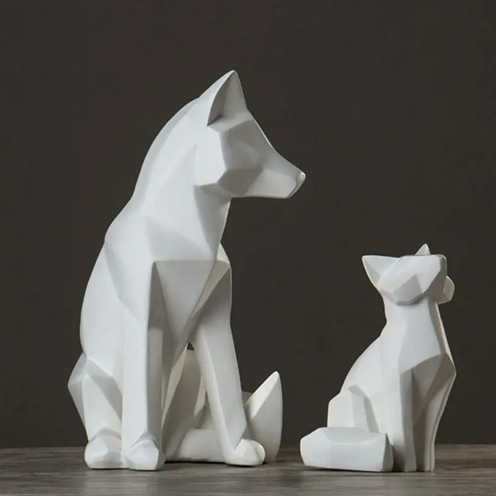 Amara™ | Geometric Fox Family Sculpture