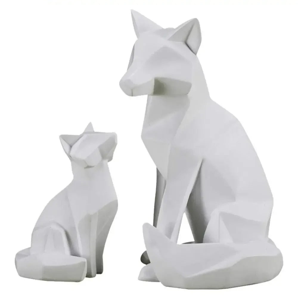 Amara™ | Geometric Fox Family Sculpture