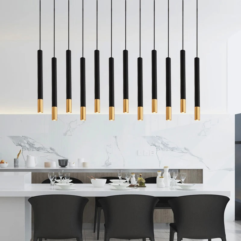 Yvida™ | Black Brass Tube Pendant Lamp