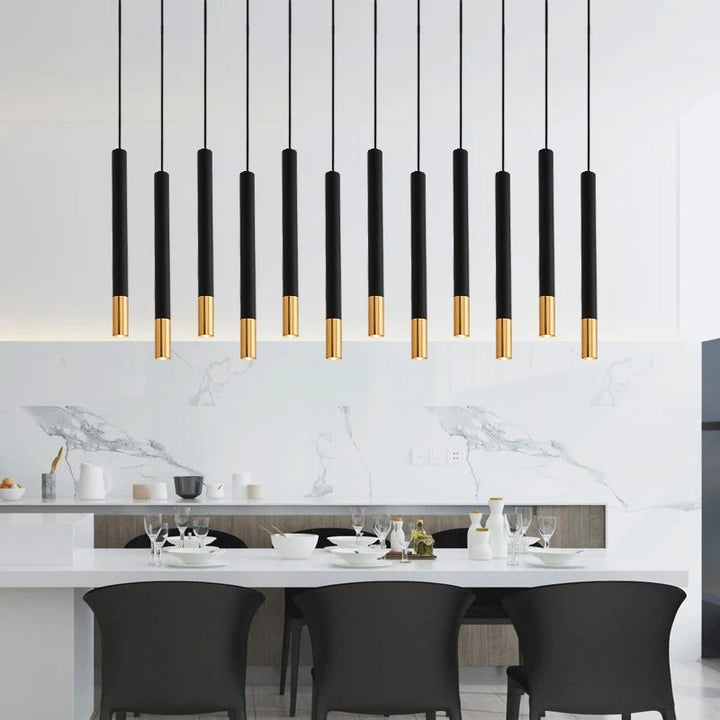 Yvida™ | Black Brass Tube Pendant Lamp
