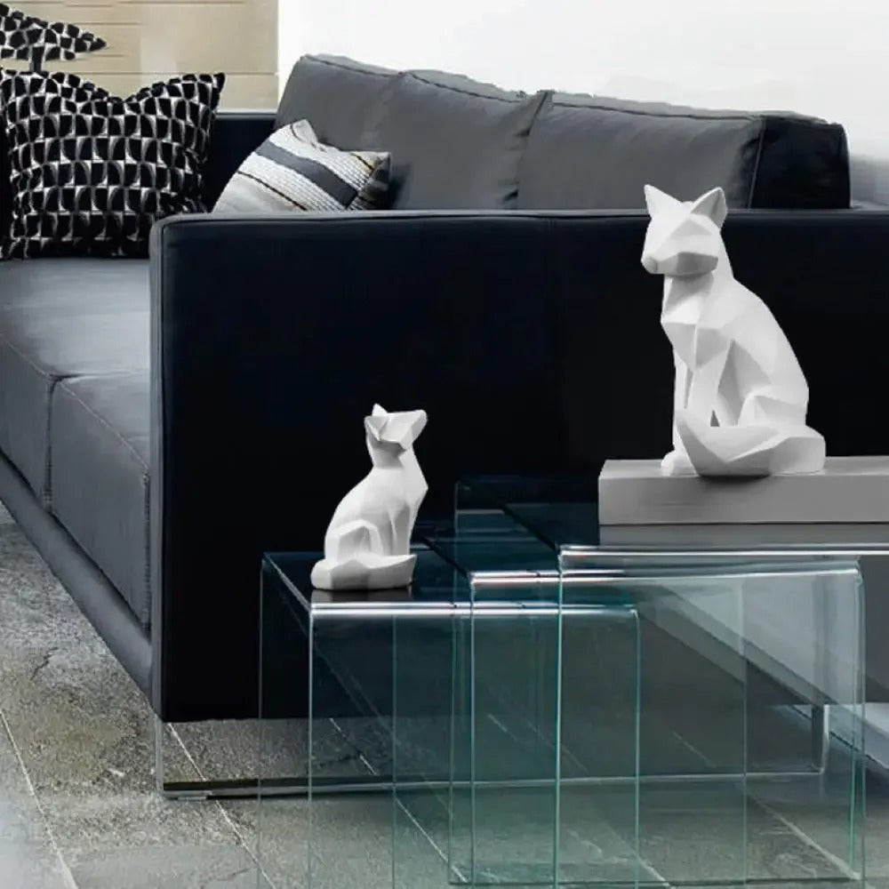Amara™ | Geometric Fox Family Sculpture