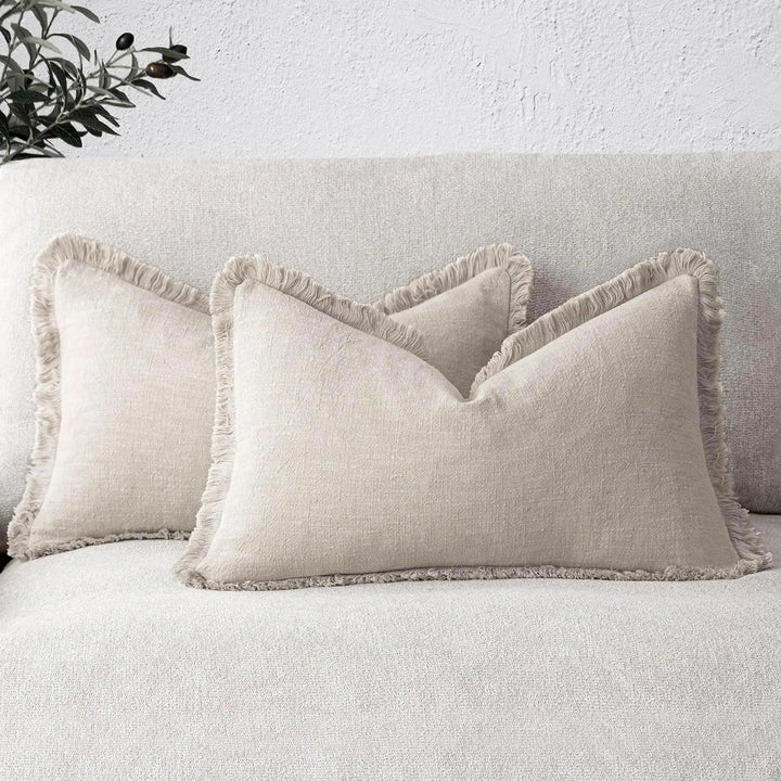 Rina™ | Linen pillowcases with fringes for lumbar support