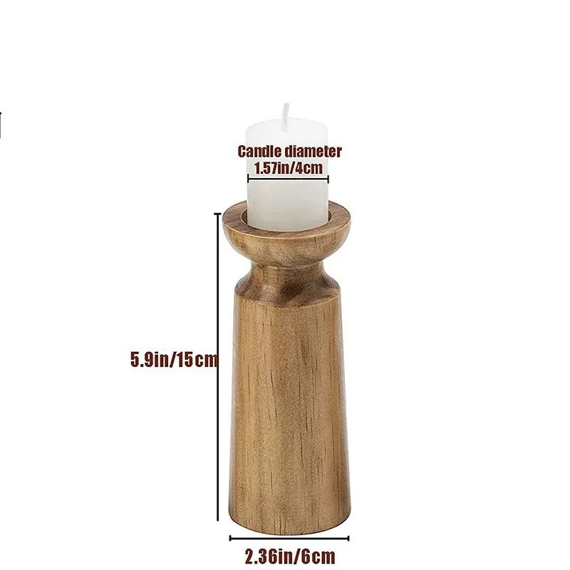 Frida™ | Rustic Wooden Candle Holder Set