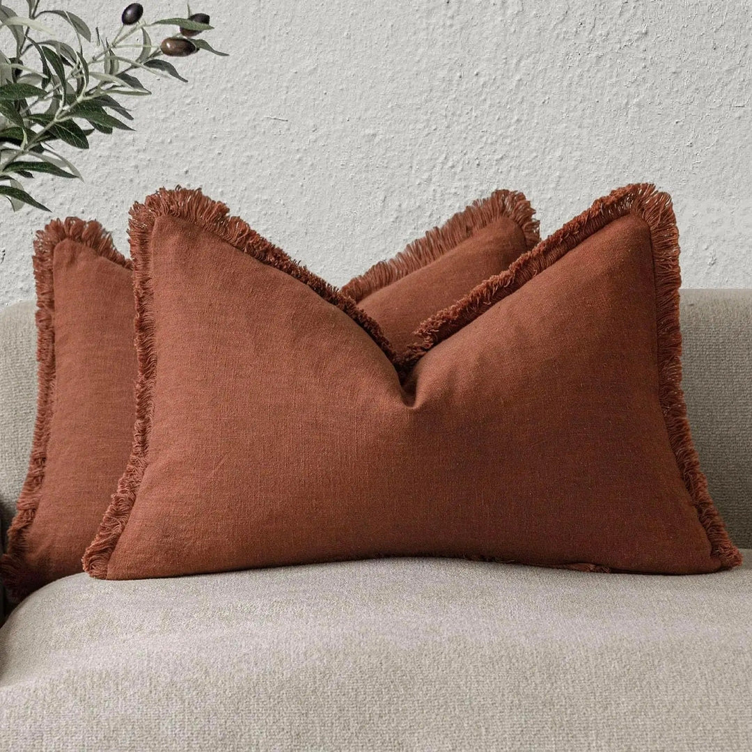 Rina™ | Linen pillowcases with fringes for lumbar support