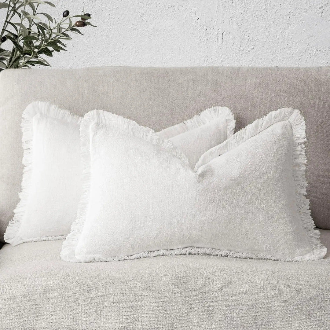 Rina™ | Linen pillowcases with fringes for lumbar support