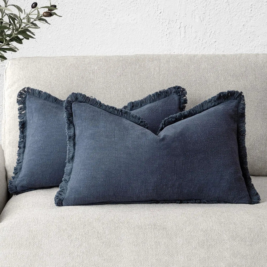 Rina™ | Linen pillowcases with fringes for lumbar support