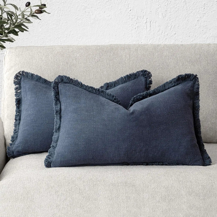 Rina™ | Linen pillowcases with fringes for lumbar support