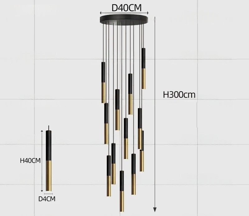 Yvida™ | Black Brass Tube Pendant Lamp