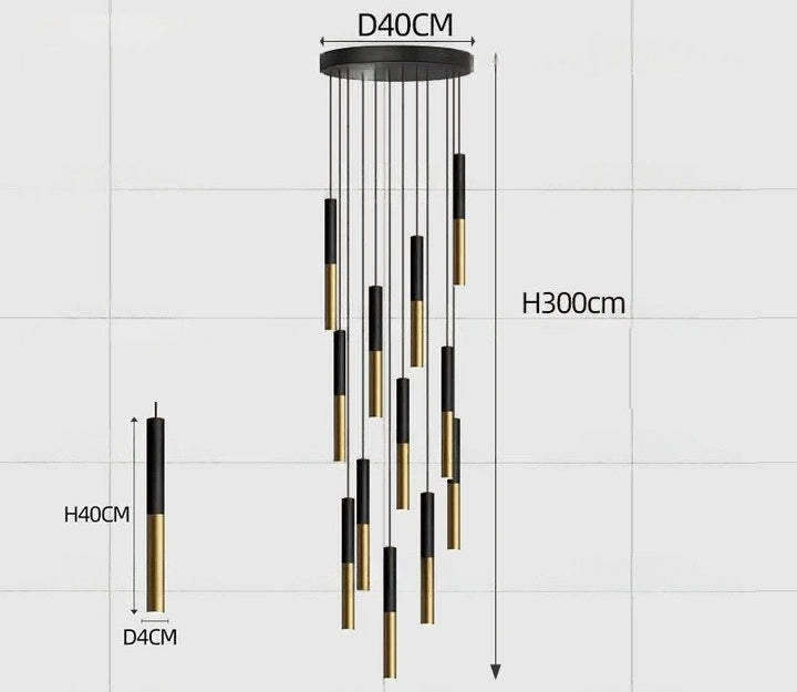 Yvida™ | Black Brass Tube Pendant Lamp