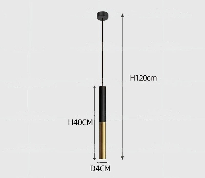 Yvida™ | Black Brass Tube Pendant Lamp