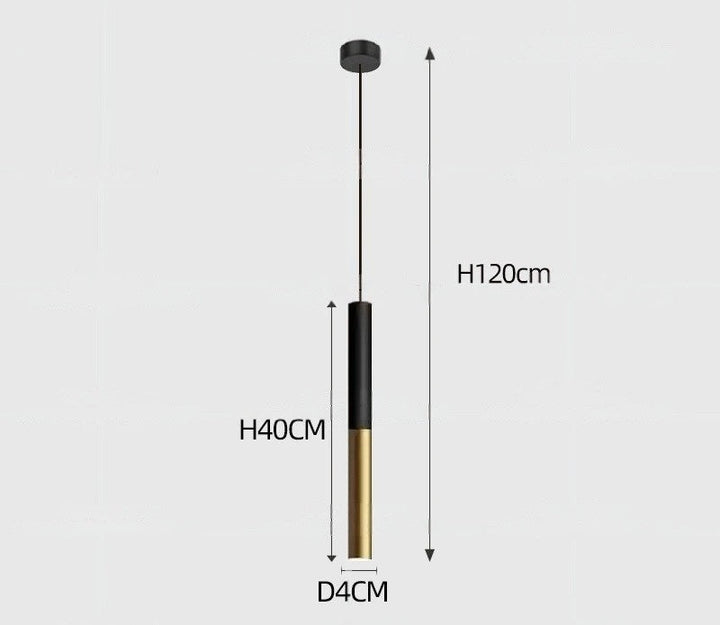 Yvida™ | Black Brass Tube Pendant Lamp