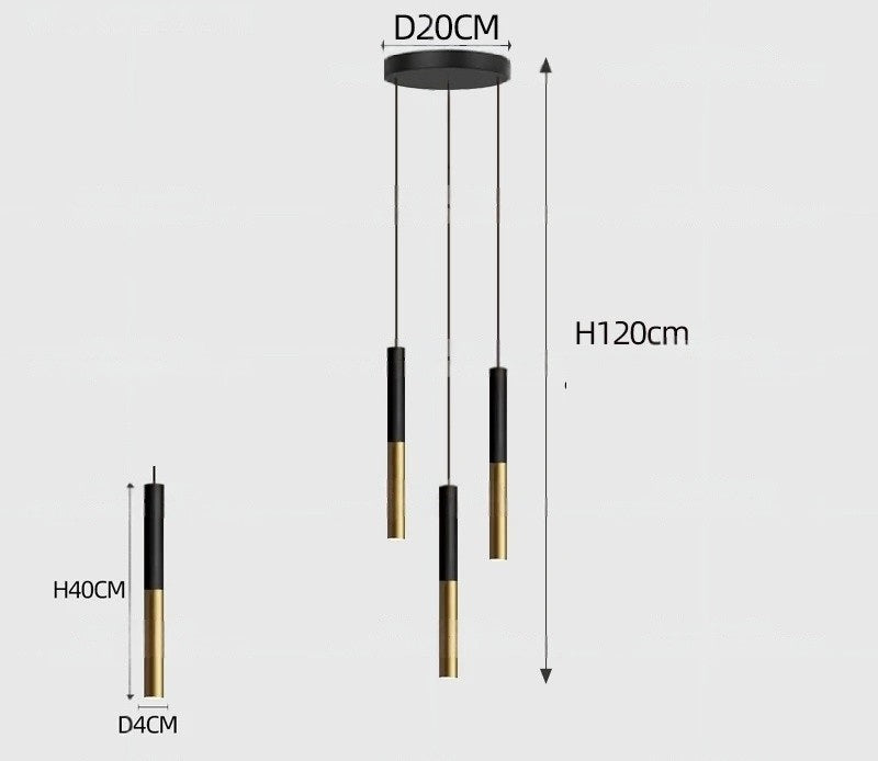 Yvida™ | Black Brass Tube Pendant Lamp