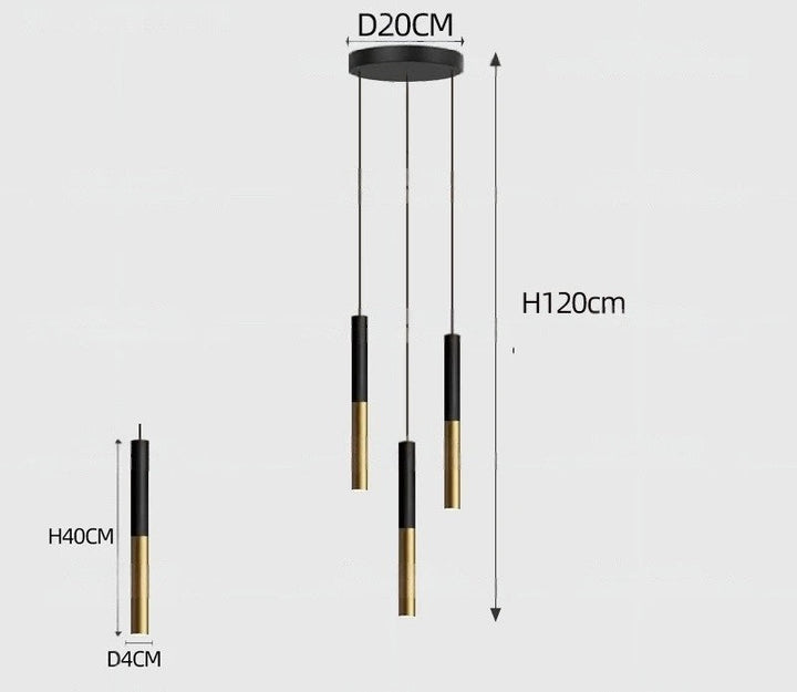 Yvida™ | Black Brass Tube Pendant Lamp